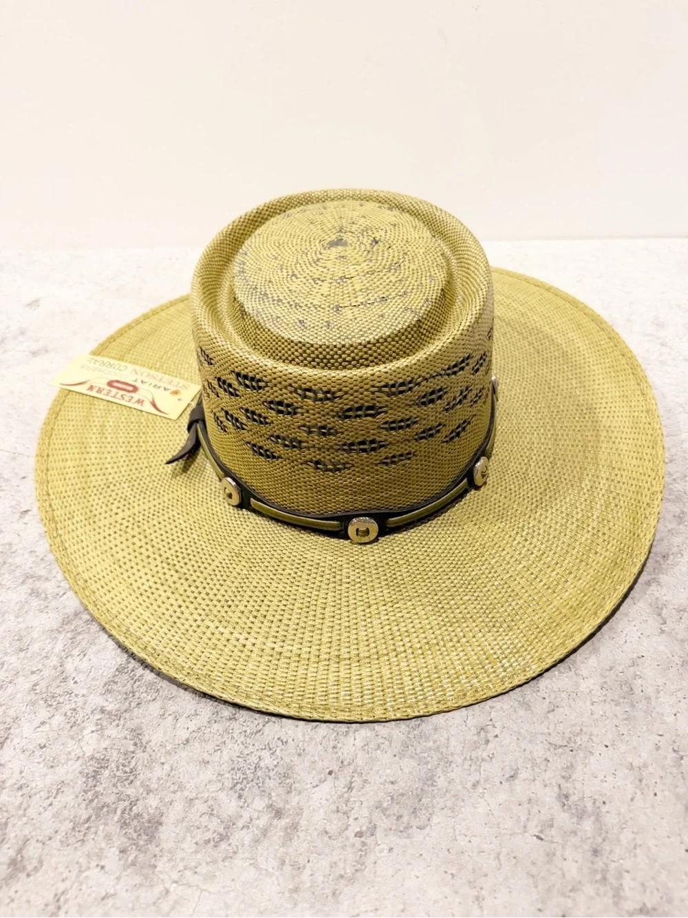 NWT Charlie One Horse Straw Palm Beach 3”3/4 brim Green size XL
